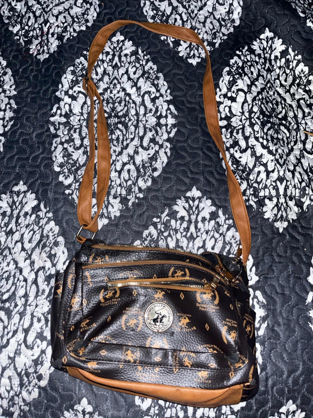Brown Beverly Hills Crossbody Bag with Adjustable Strap